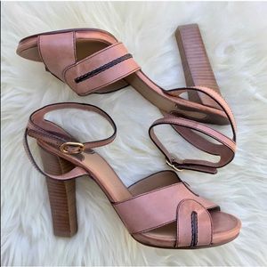 Chloe Leather ankle strap heels.